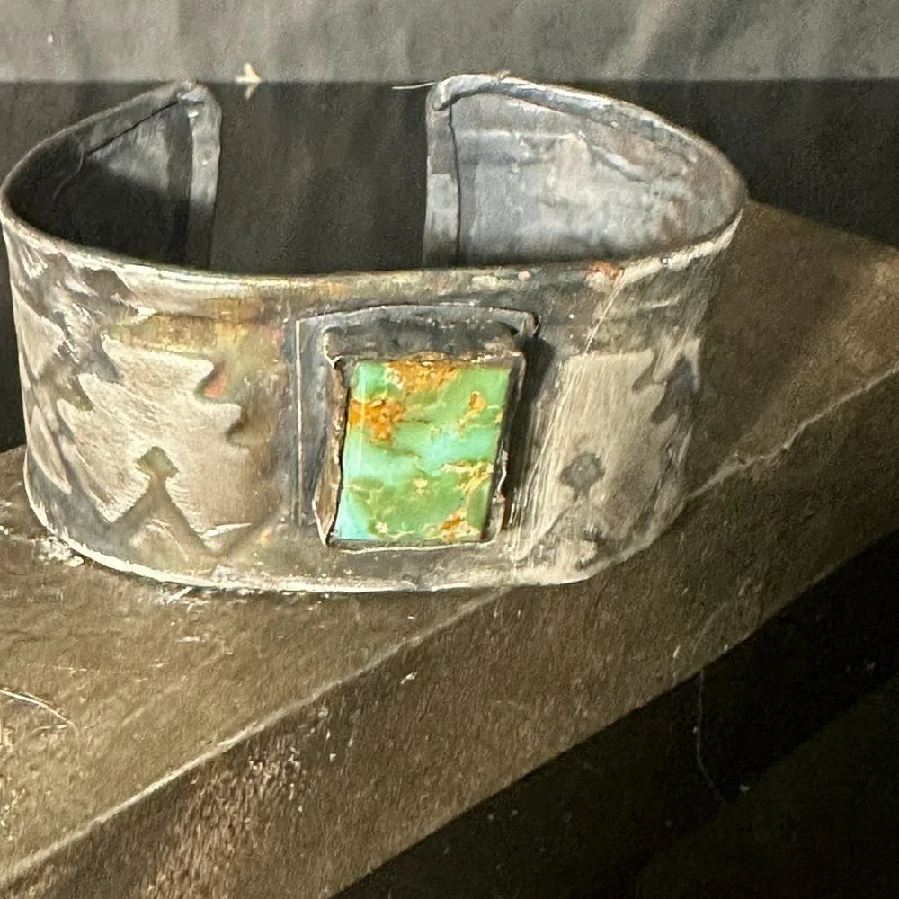 Royston Turquoise Aztec Southwestern Sterling Silver 925 Cuff Bracelet Unisex
